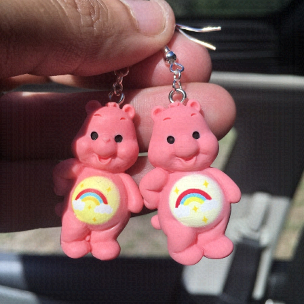 Care Bears earrings, new, Cheer Bear